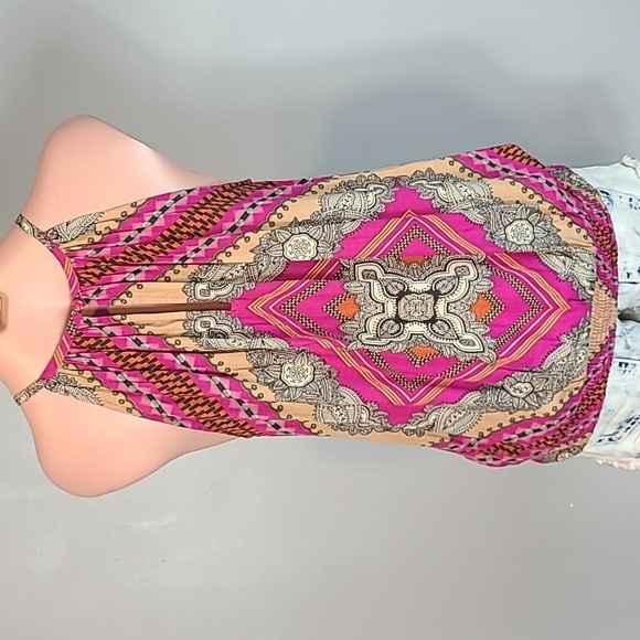 Blanco top Maximalist Resortwear Indie Boho Banded Artsy Size Medium Y2K Flowy - Picture 7 of 9